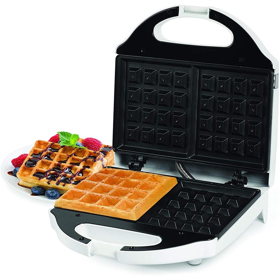 Salton Essentials - Belgian Style 2 Slice Waffle Maker, Nonstick Plates, White - - Mounts For Less