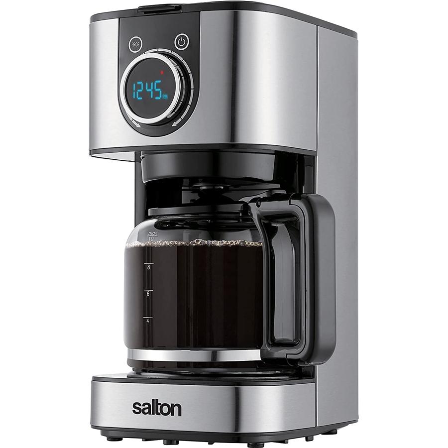 Salton - Programmable Digital Coffee Maker, 10 Cup Capacity, 900 Watts, Stainless Steel - - Mounts For Less