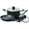 Simplicity - 5 Piece Aluminum Cookware Set, Nonstick Surface, Black - - Mounts For Less