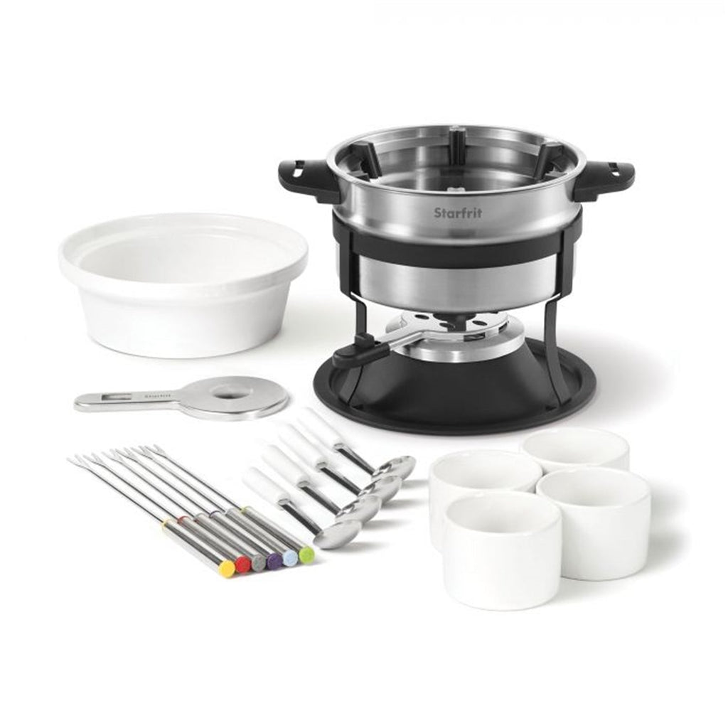 Starfrit - 3-in-1 Fondue Set with Magnetic Fork Guide, 1.6 Liter Capacity, 19 Pieces, Stainless Steel - - Mounts For Less