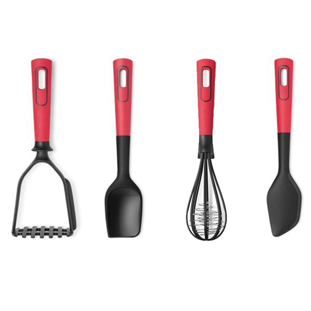 Starfrit - 4 Piece Kitchen Utensil Set, Heat Resistant, Red - - Mounts For Less