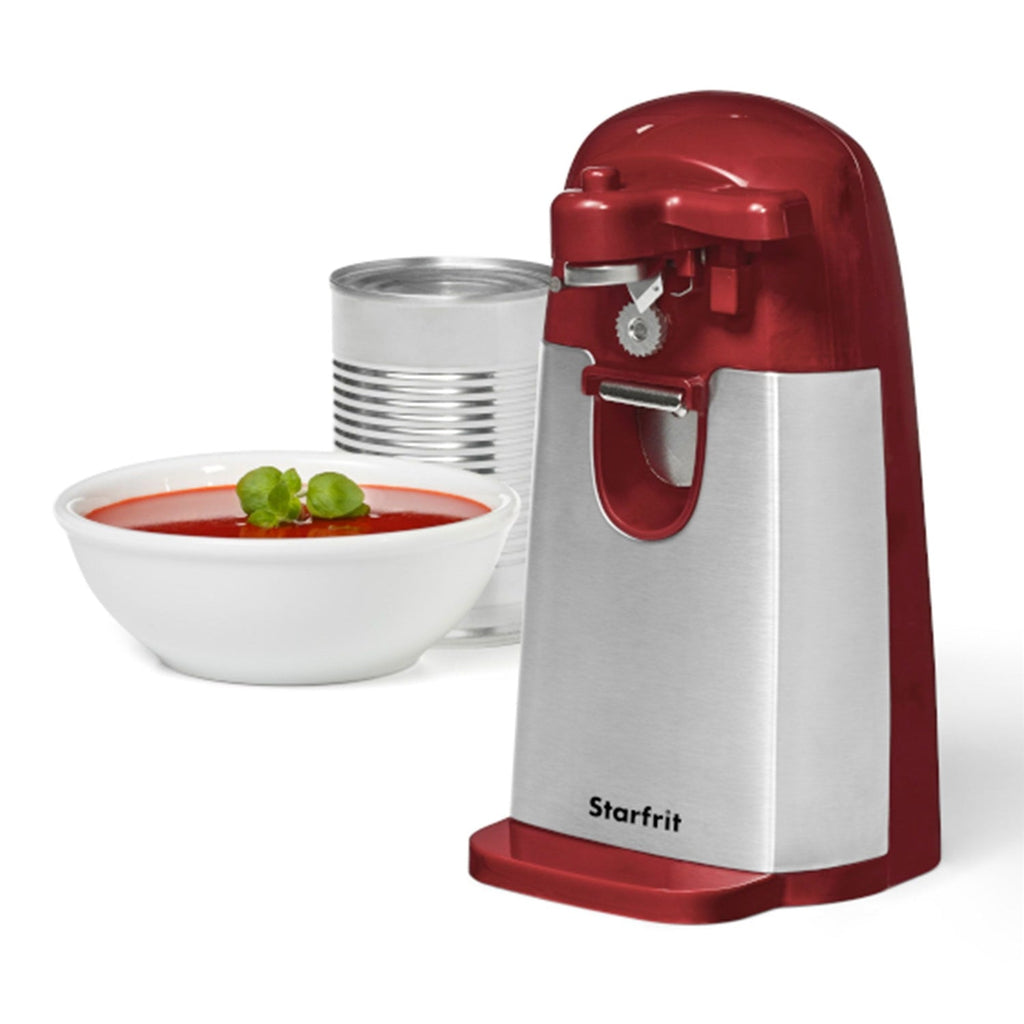 Starfrit - Electric Can Opener with Bottle Opener and Knife Sharpener, Red - - Mounts For Less