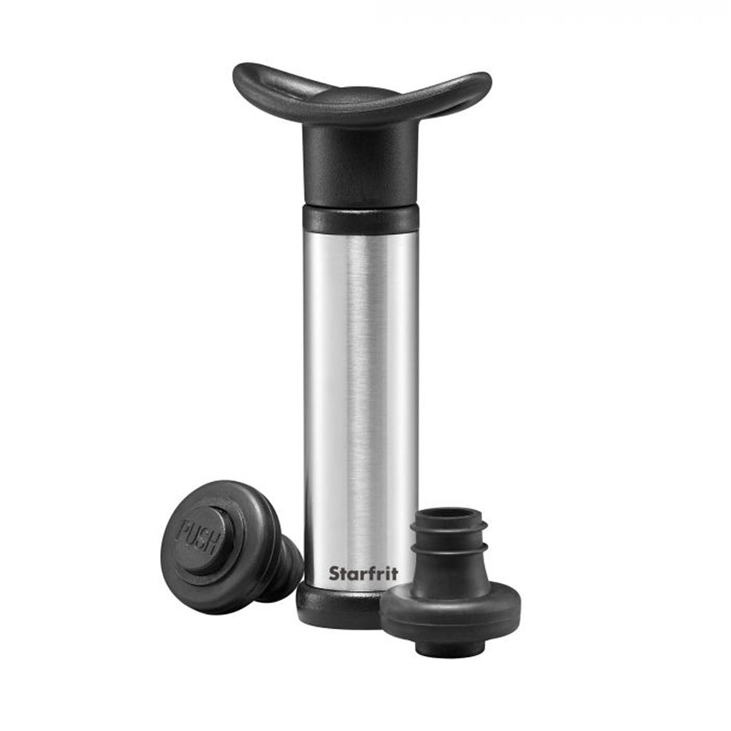 Starfrit - Pump to Preserve Wine with 2 Stoppers, Stainless Steel - - Mounts For Less