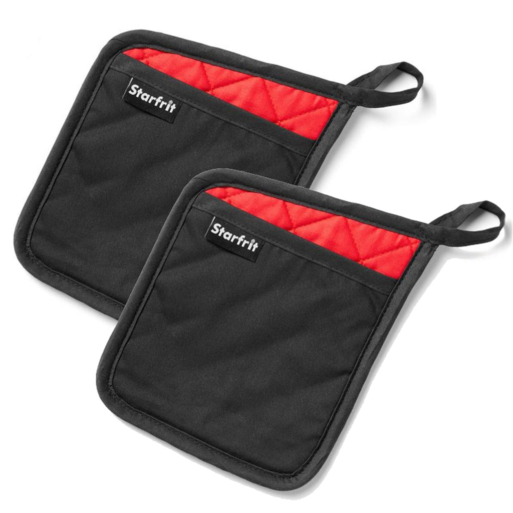 Starfrit - Set of 2 Neoprene Mitts/Trivets, Withstands up to 260 Degrees Celcius, Non-Slip Design, Black - - Mounts For Less