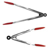 Starfrit - Set of 2 Silicone Tongs, 9" and 12" Length, Stainless Steel Handles, Red - - Mounts For Less