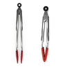 Starfrit - Set of 2 Silicone Tongs, 9" and 12" Length, Stainless Steel Handles, Red - - Mounts For Less