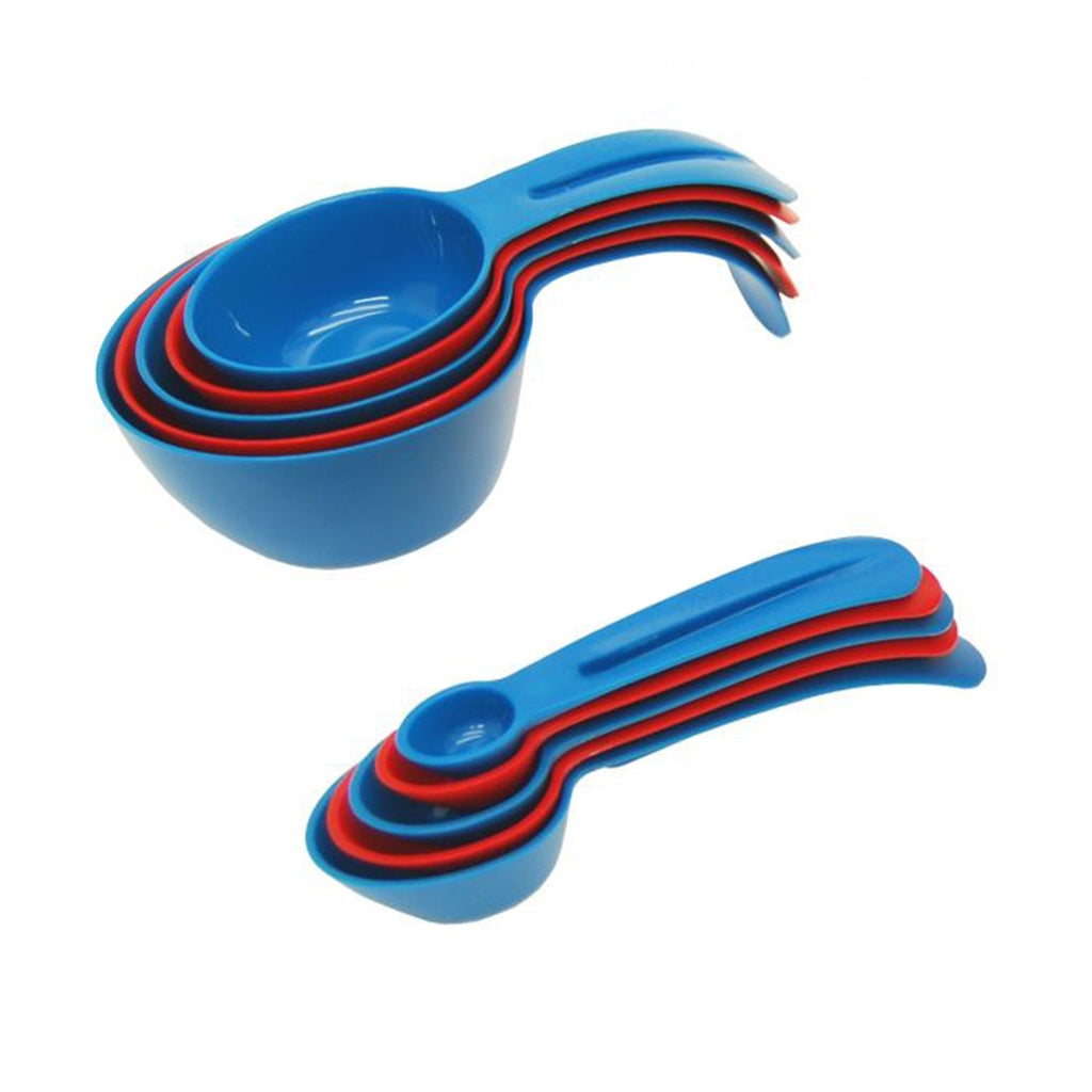 Starfrit - Set of Nesting Measuring Cups and Spoons, Blue and Red - - Mounts For Less