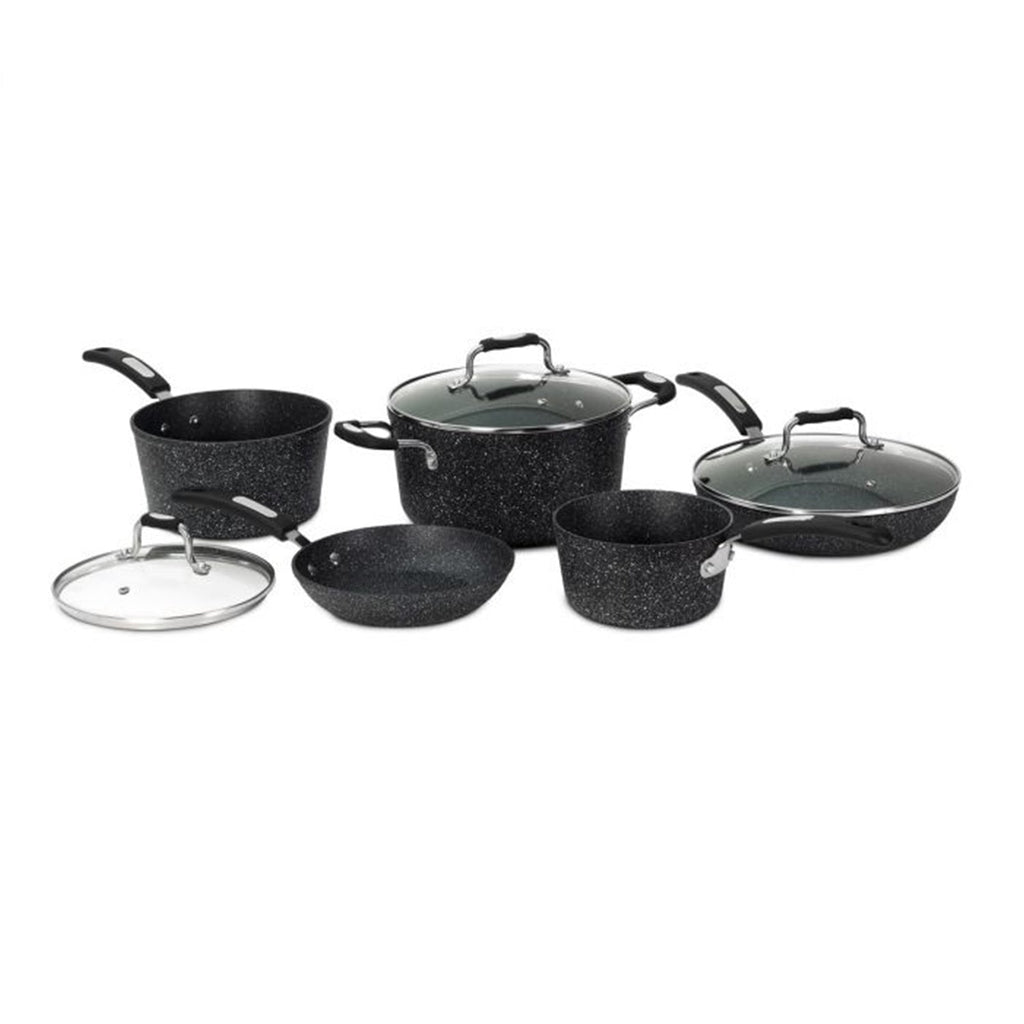 Starfrit - The Rock 8-Piece Cookware Set, Non-Stick Coating, Dishwasher Safe, Black - - Mounts For Less
