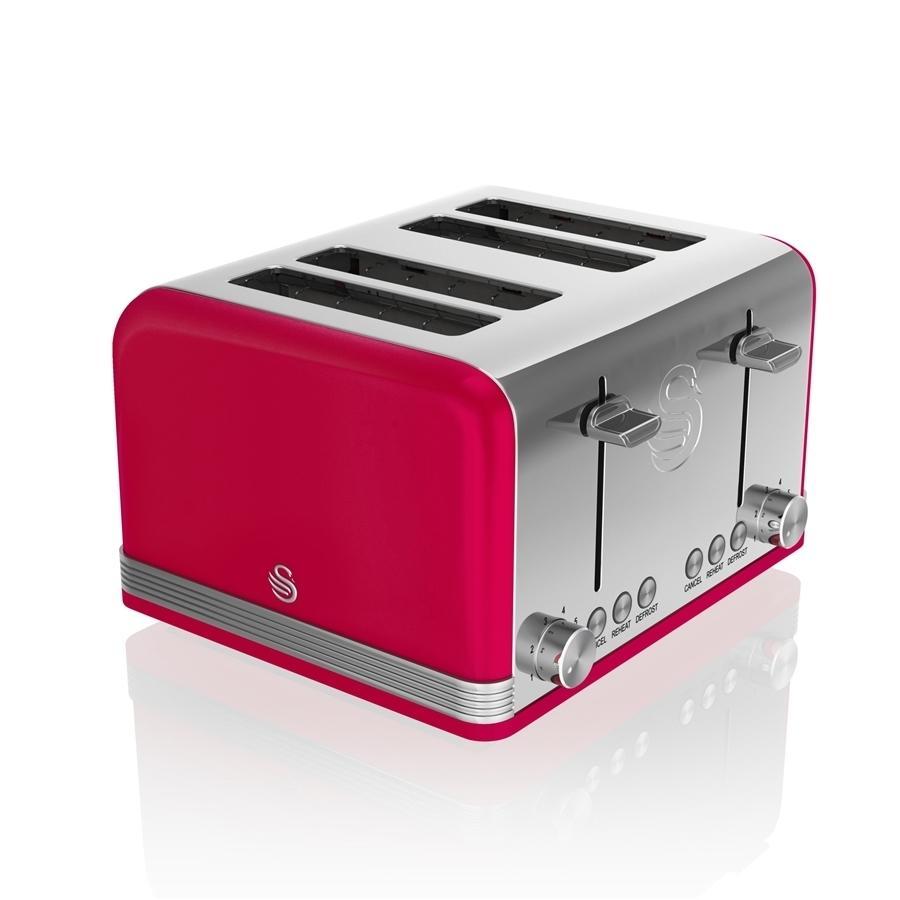 Swan 4 Slice Retro Toaster Red - - Mounts For Less