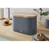 Swan - Nordic Collection Bread Bin with Bamboo Lid, 15cm x 15cm x 35cm, Matte Gray - - Mounts For Less
