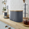 Swan - Nordic Collection Bread Bin with Bamboo Lid, 15cm x 15cm x 35cm, Matte Gray - - Mounts For Less