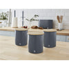 Swan - Set of 3 Nordic Collection Storage Canisters with Bamboo Lid, 1.84L Capacity, Matte Gray - - Mounts For Less