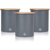 Swan - Set of 3 Nordic Collection Storage Canisters with Bamboo Lid, 1.84L Capacity, Matte Gray - - Mounts For Less