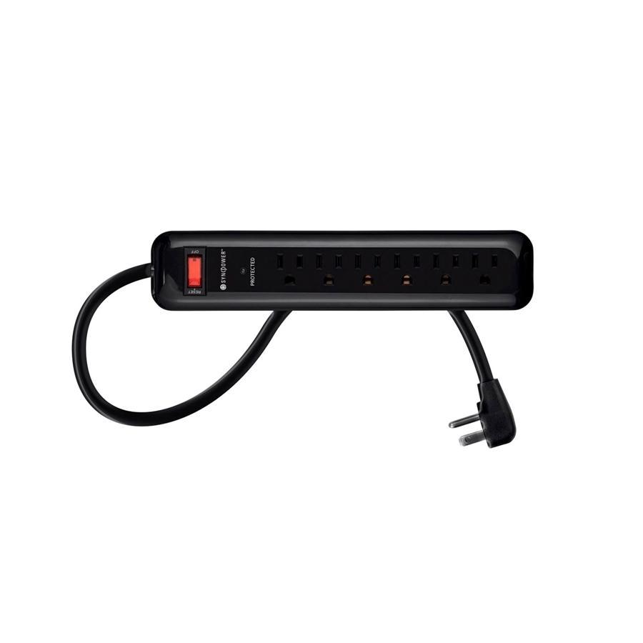 SyncPower SP-6FS-750J 750 Joules Surge Protector, 6 Outlets, Indoor, Black - - Mounts For Less