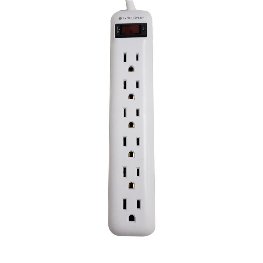 SyncPower SP-6PB-W Indoor Power Bar 6 Outlets White - - Mounts For Less