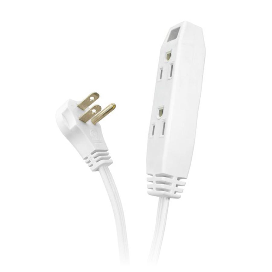 SyncPower SP-EXT3-6WH 6 Foot Extension Cord with 3 Outlets Connector White - - Mounts For Less