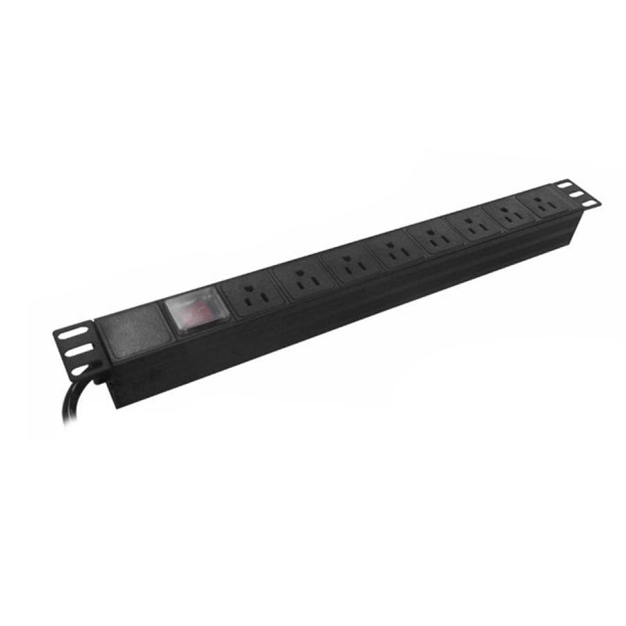 SyncSystem SSYS-PD8-FPL-1U 8 Outlets Power Distribution Unit for Server Cabinet, 1U, Black - - Mounts For Less
