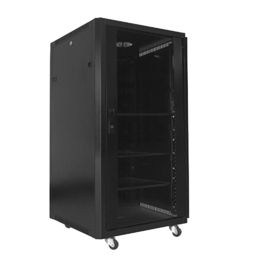 SyncSystem SSYS-RACK-21 21U Server/ AV Rack Cabinet with Glass Front Door, Black - - Mounts For Less