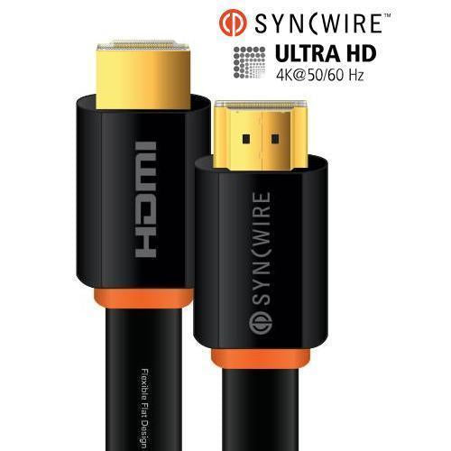 SyncWire Flat Professionnal High Speed HDMI Cable 2.0 4K 50/60Hz CL3/ FT4 Black Lenghts 5m - - Mounts For Less