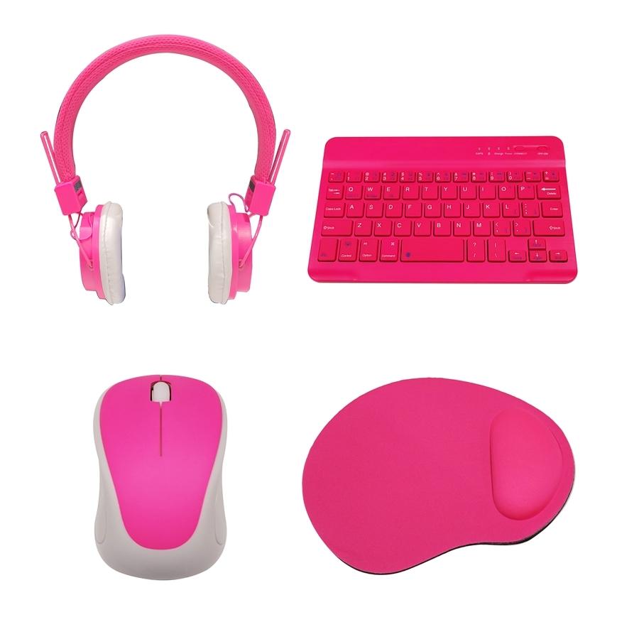 Tech Theory - Home School Kit, Includes Bluetooth Keyboard, Wireless Mouse, Wired Headset and Mouse Pad, Pink - - Mounts For Less