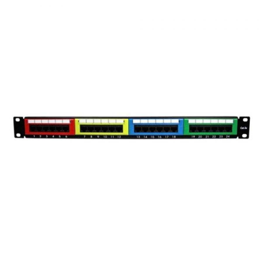 TechCraft 24 Port (1U) CAT5, Patch Panel, T568A or T568B, Coloured Jacks - - Mounts For Less