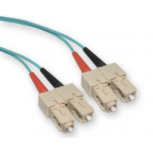 TechCraft Optic Fiber Network Cable OM3 SC to SC 10 Gig Aqua 2 meters (6.5 ft) - - Mounts For Less