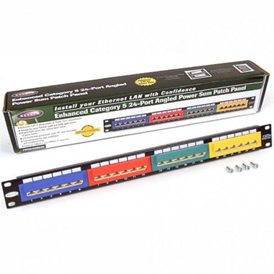 TechCraft Patch Panel 24 Port (1U) CAT5e, Belkin T568A or T568B - - Mounts For Less