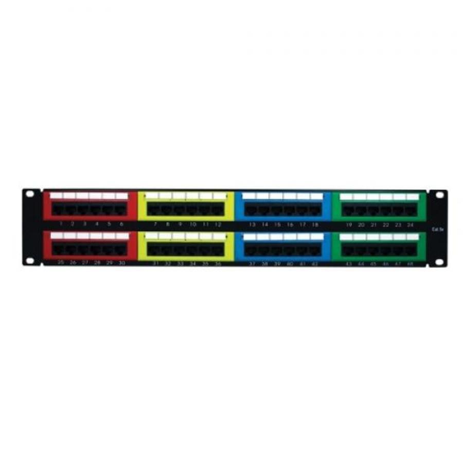 TechCraft Patch Panel 48 Port (1U), CAT5e, T568A or T568B, Coloured Jacks - - Mounts For Less