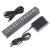 USB 2.0 hub 1x10 with Power adapter and USB cable - - Mounts For Less