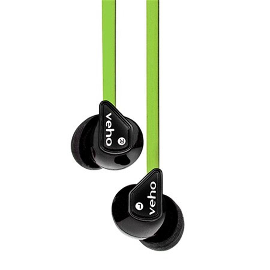 Veho Z1 - Wired In-Ear Headphones with Tangle-free Cord, Green - - Mounts For Less