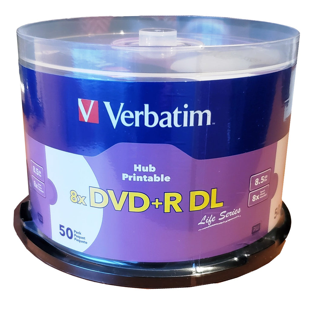 Verbatim Blank Media DVD+R Double Layer 8.5GB 8X 50PK Inkjet Printable - - Mounts For Less