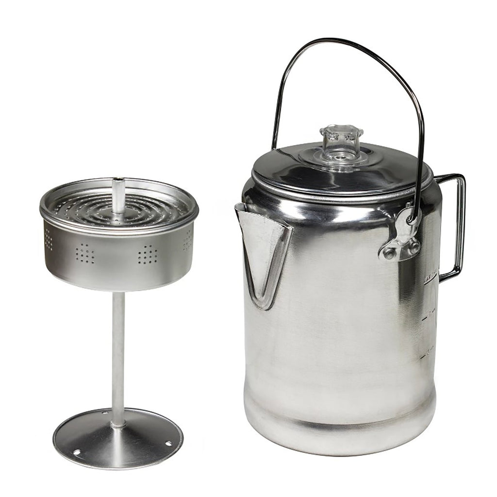 World Famous - Percolator for Outdoor Use, 6 to 9 Cup Capacity, Made of Aluminum - - Mounts For Less