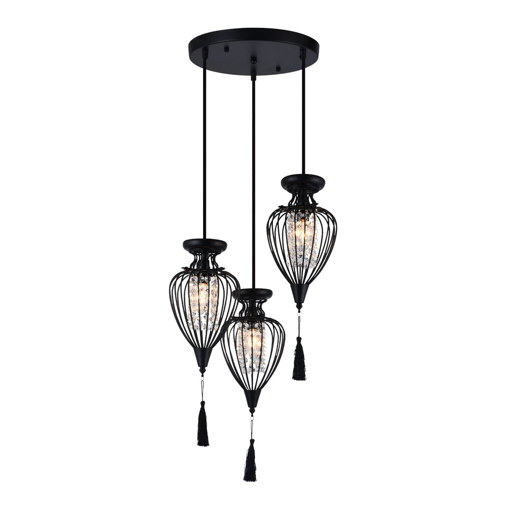 Xtricity - 3-Light Pendant, 15'' Wide, From the QueensDown Collection, Black - - Mounts For Less