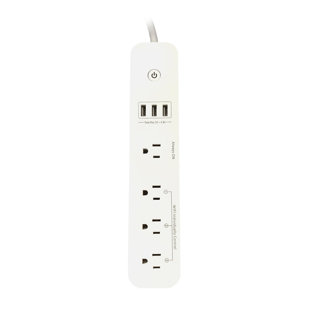 Xtricity - 4-Outlet 3-USB Port 4.8A Wi-Fi Smart Power Bar, White - - Mounts For Less