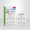 Xtricity - 6-Outlet and 2-Port USB 2.4A Wall Power Strip, White - - Mounts For Less