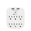 Xtricity - 6-Outlet and 2-Port USB 2.4A Wall Power Strip, White - - Mounts For Less