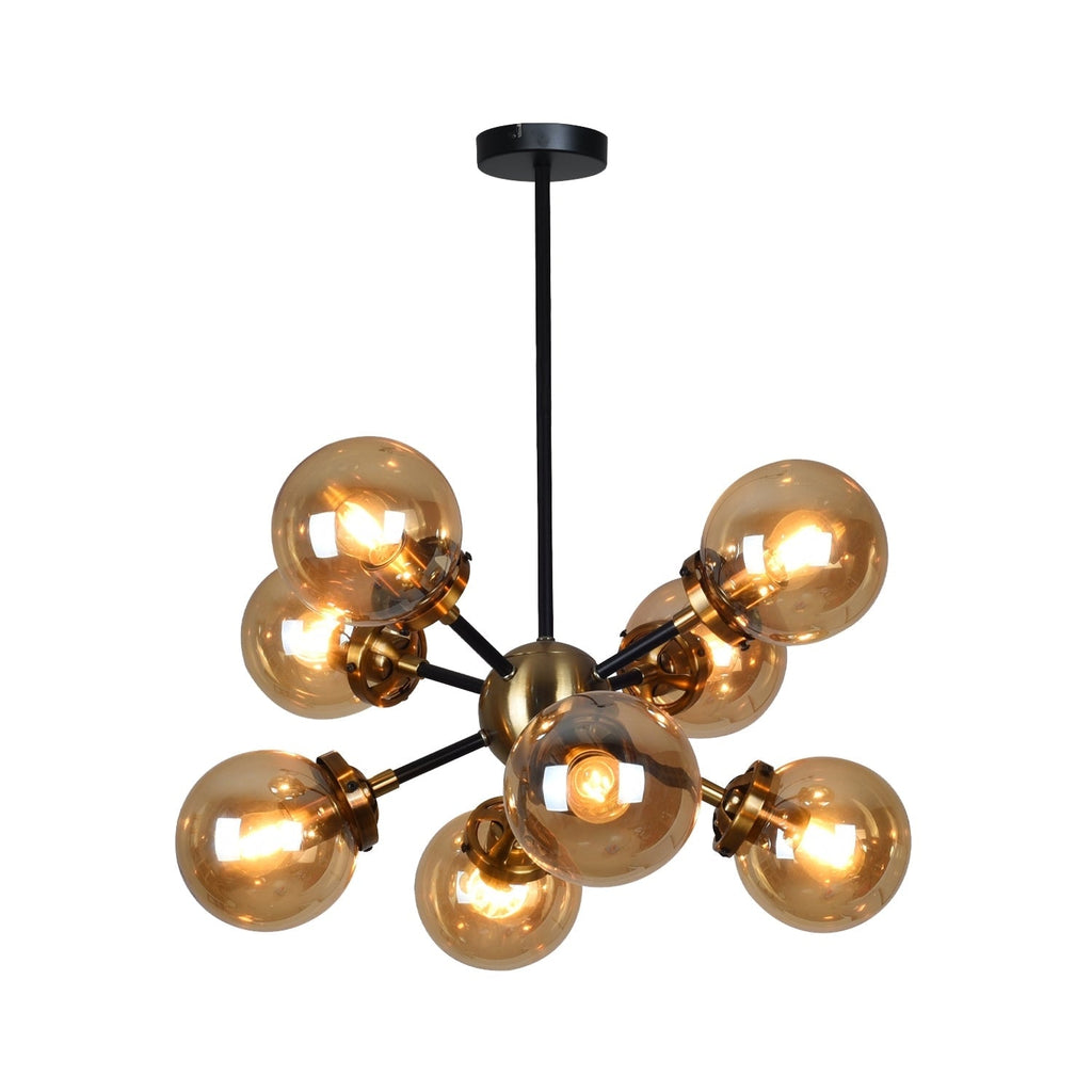 Xtricity - 8-Light Pendant, 21.7'' Width, From the Henderson Collection, Black and Amber - - Mounts For Less