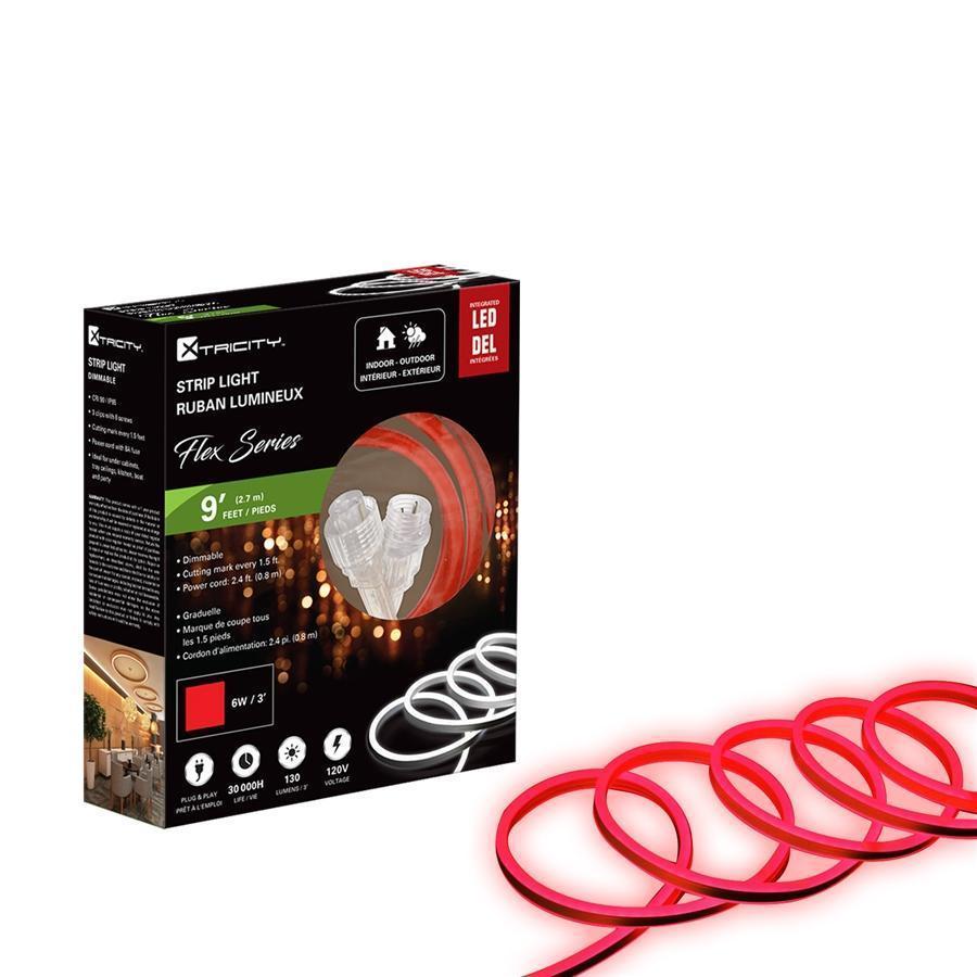 Xtricity Flexible Led Strip 9 feet/6w-3'/120v/red Indoor and Outdoor - - Mounts For Less