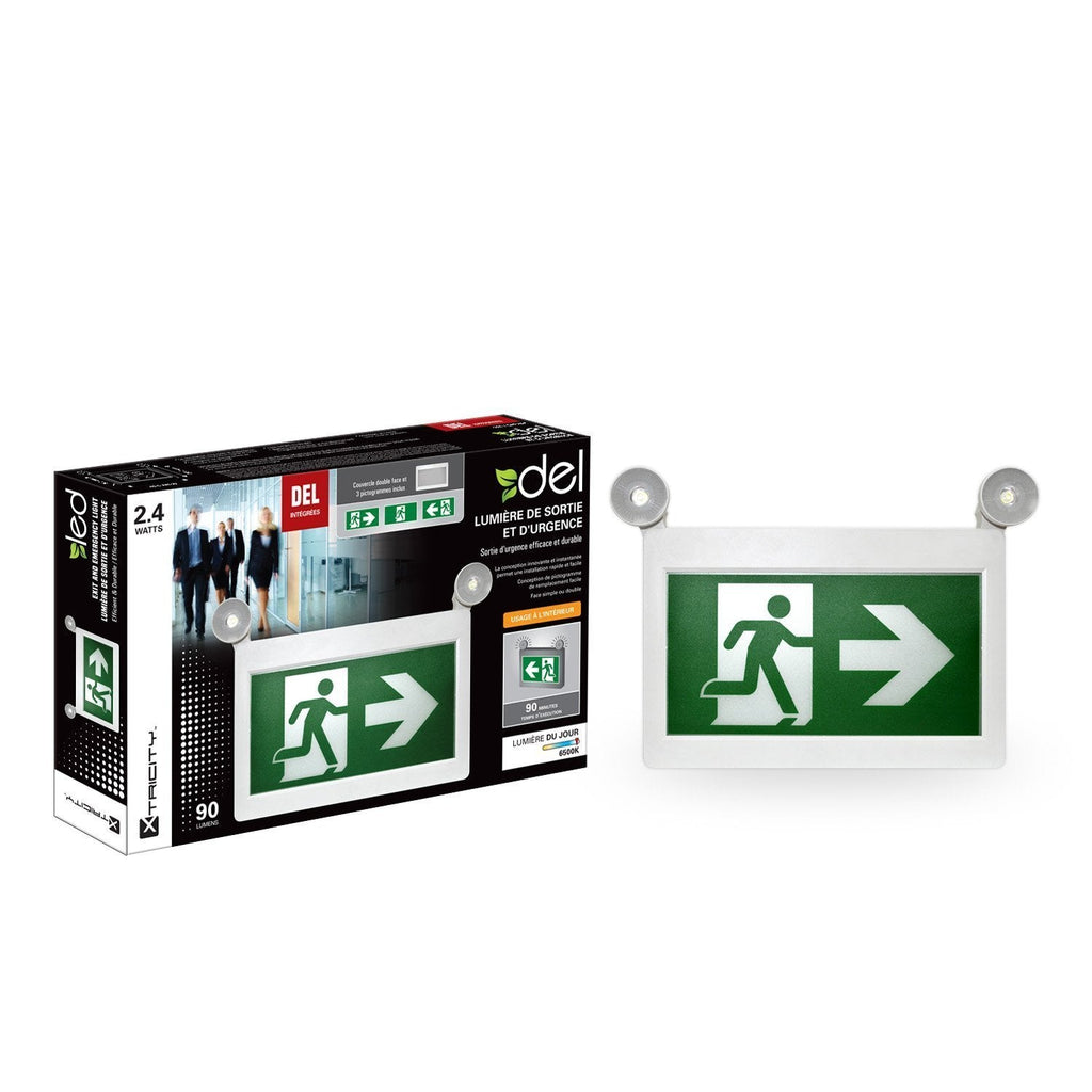 Xtricity LED emergency exit light 1.2w x 2 heads/3 pictogram 90L - - Mounts For Less