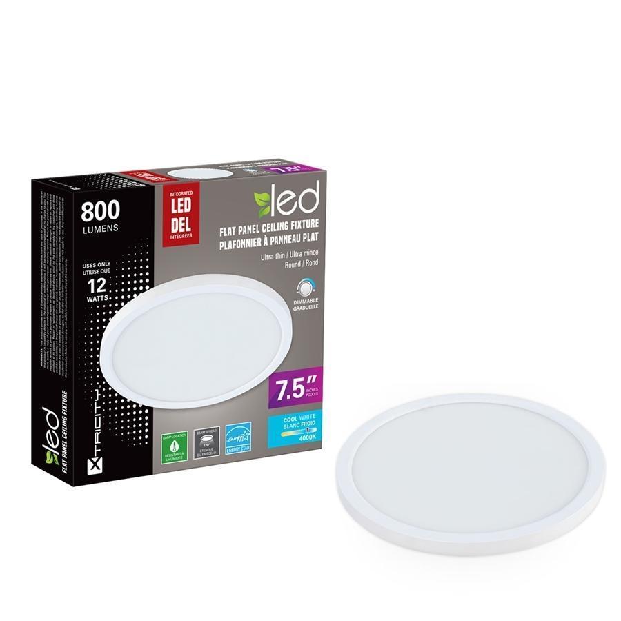 Xtricity Led flat panel ceiling fixture 7.5'' 12W/800L/4000k White - - Mounts For Less