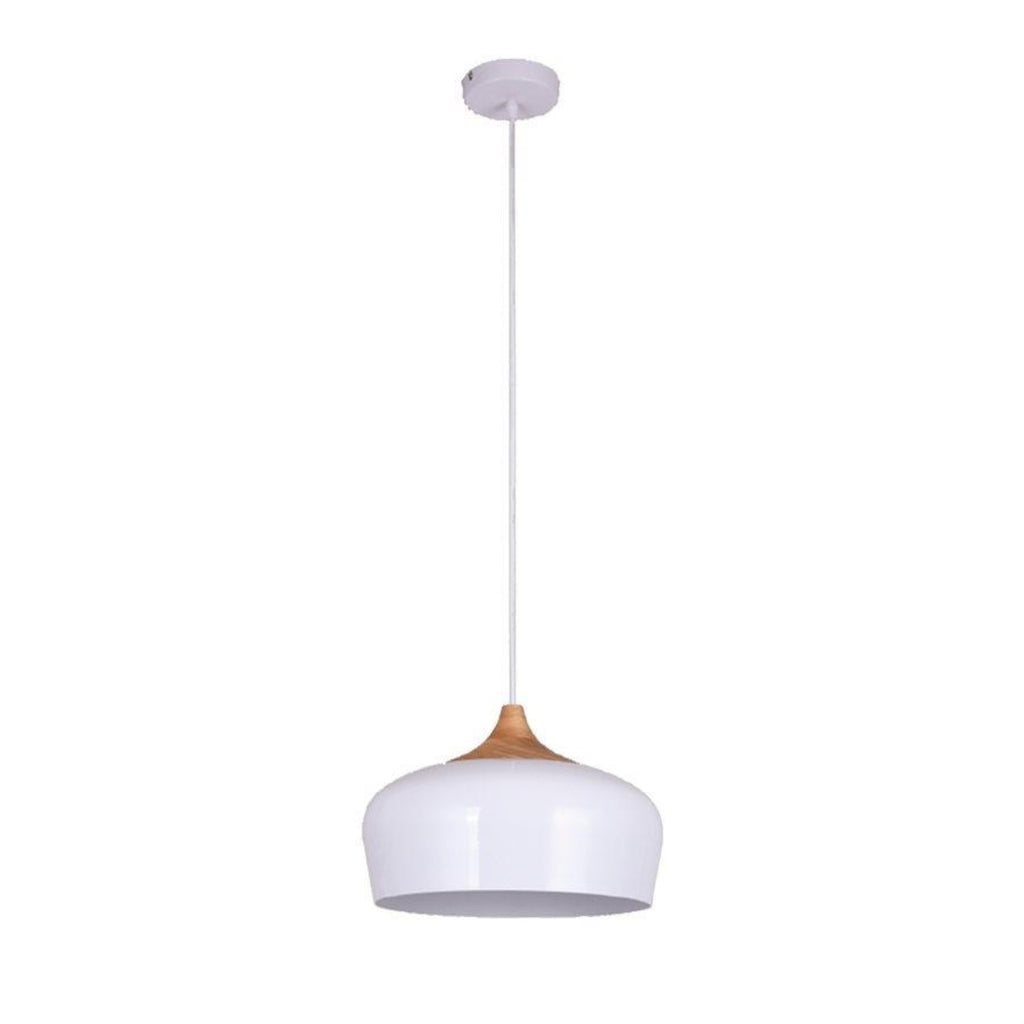 Xtricity - Pendant Light, 13.8 '' Width, From the Belmont Collection, White and Wood - - Mounts For Less