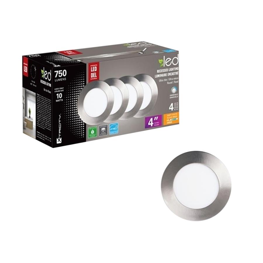 Xtricity Recessed lighting led 4'' 10W/750L/3000k ''Nickel' 4pk - - Mounts For Less
