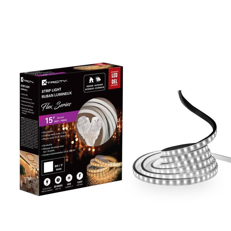 Xtricity flexible led strip 15 feet/8w-3'/120v/5000k/White Indoor and Outdoor - - Mounts For Less