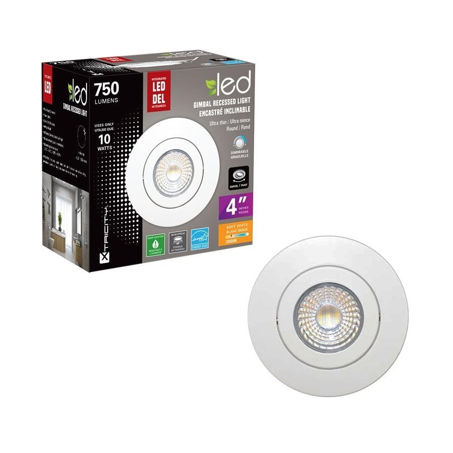 Xtricity gimbal recessed lighting led 4'' 10w/750l/3000k round-white 1pk - - Mounts For Less