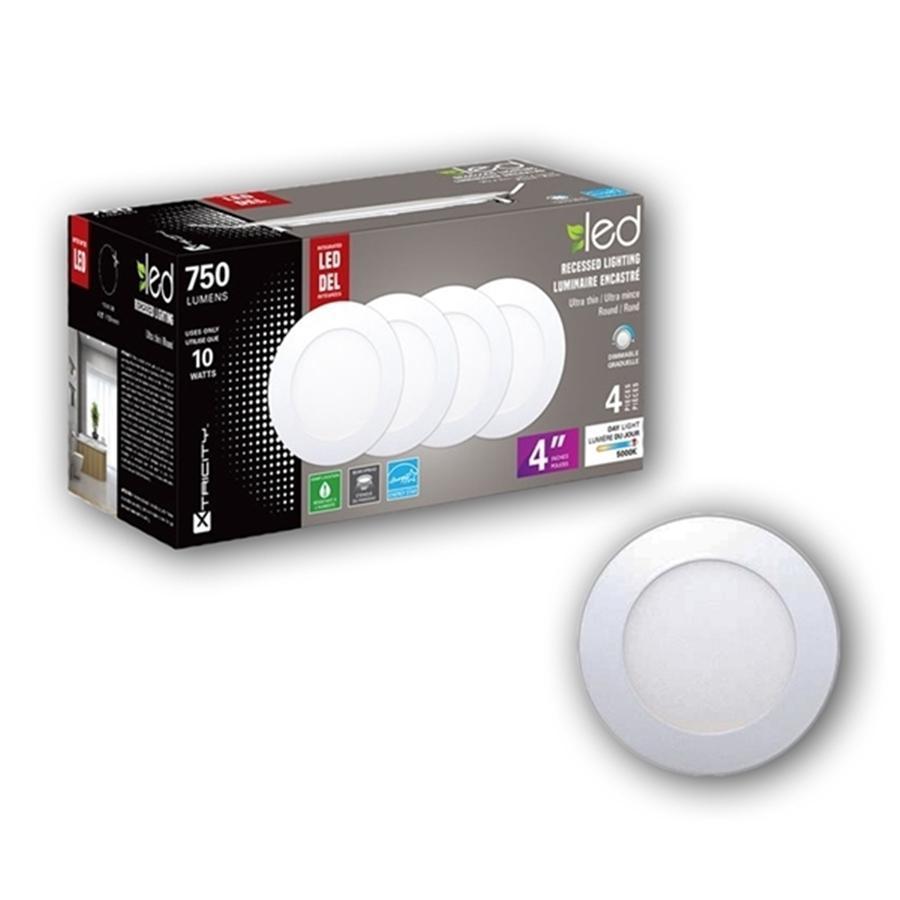 Xtricity recessed lighting led 4'' 10w/750l/5000k round - white 4pk - - Mounts For Less