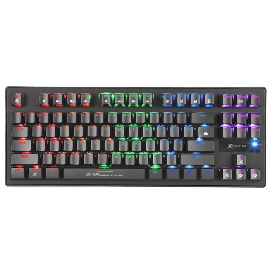 Xtrike Me GK-979 - Compact Gaming Keyboard, Mechanical and Wired with 87 Keys and Backlight, Black - - Mounts For Less