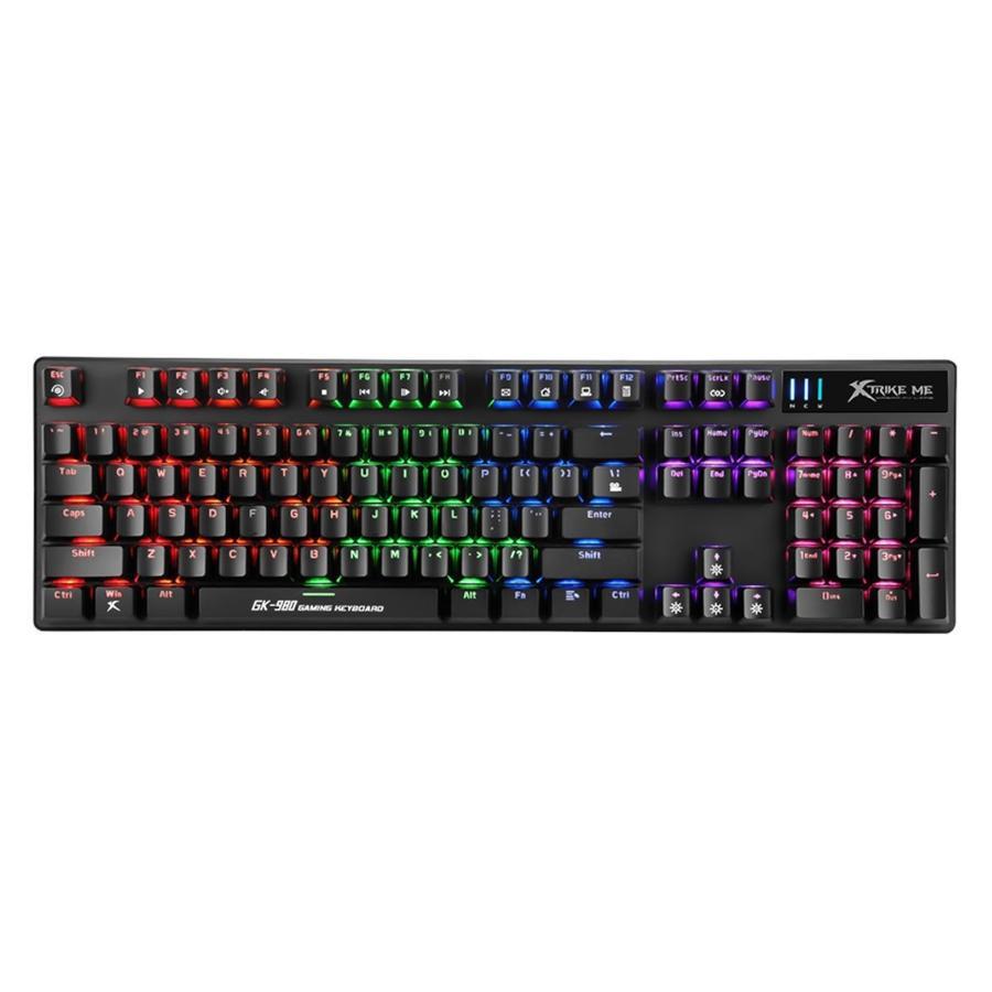 Xtrike Me GK-980 - Mechanical Gaming Keyboard, Wired with 104 Keys and Backlight, Black - - Mounts For Less