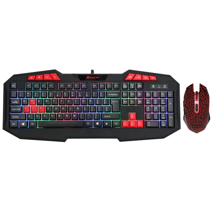 Xtrike Me MK-503 - Wired Gaming Keyboard and Mouse Set with Mixed Color Backlight, Black - - Mounts For Less