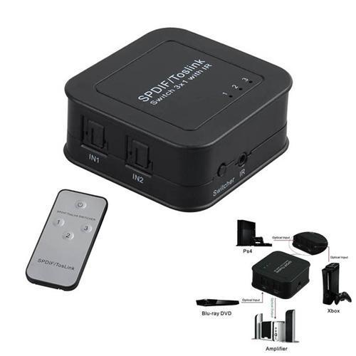 AMX AA-56 Toslink Optic Fiber SPDIF 3 Port Switcher 3 Inputs To 1 Output - - Mounts For Less