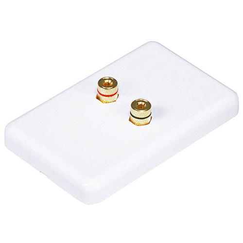 Banana binding post wall plate for 1 speaker gold plated white - - Mounts For Less